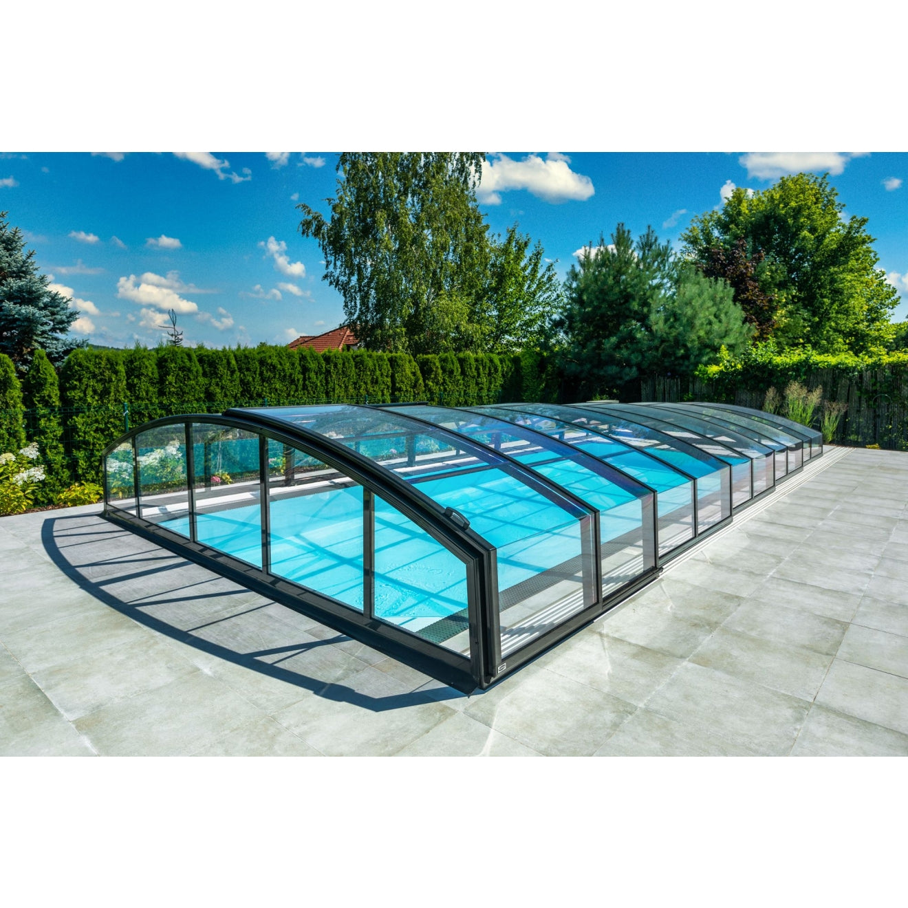 Pool-Überdachung / Albixon Casablanca Infinity Klar 442 x 850 cm